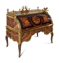 A Louis XV Style Gilt Bronze Mounted Marquetry Bureau à Cylindre