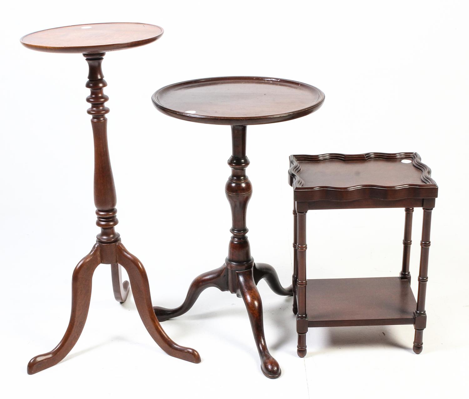 Three Georgian Style Side Tables Height of tallest 31 1/2 inches. — 20TH CENTURY