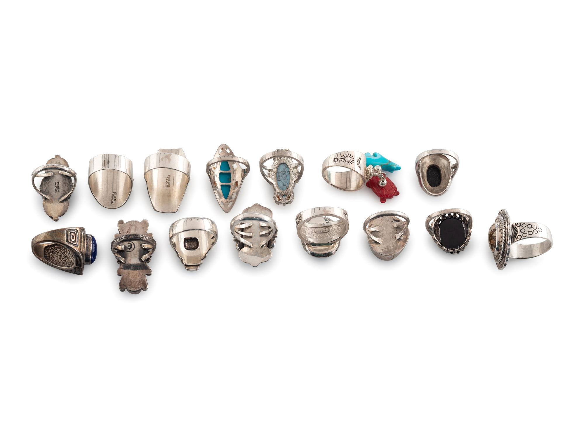Southwestern-style Silver Rings, with Inlay