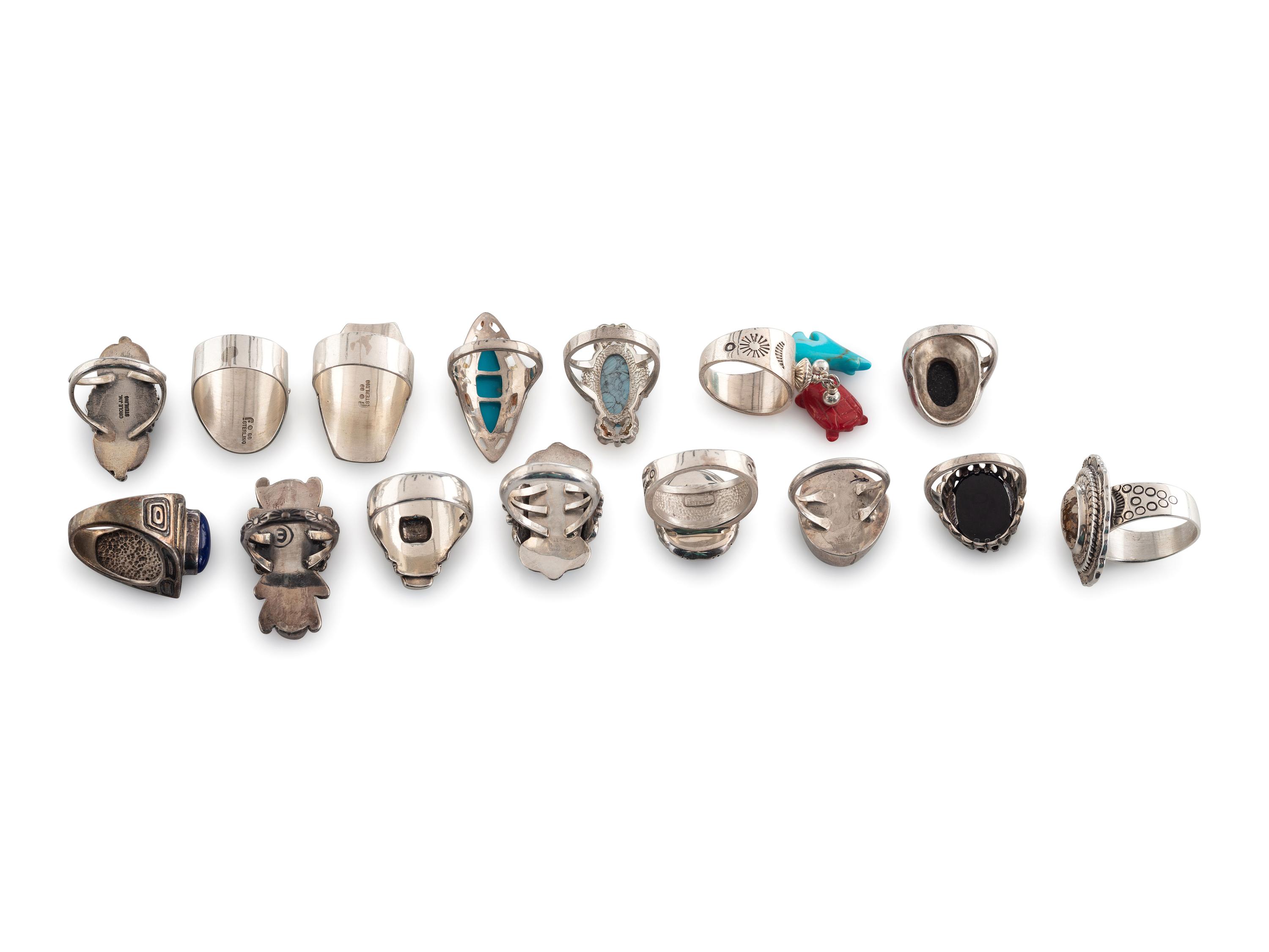 Southwestern-style Silver Rings, with Inlay