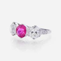 An Antique Three-Stone Ruby and Diamond Ring