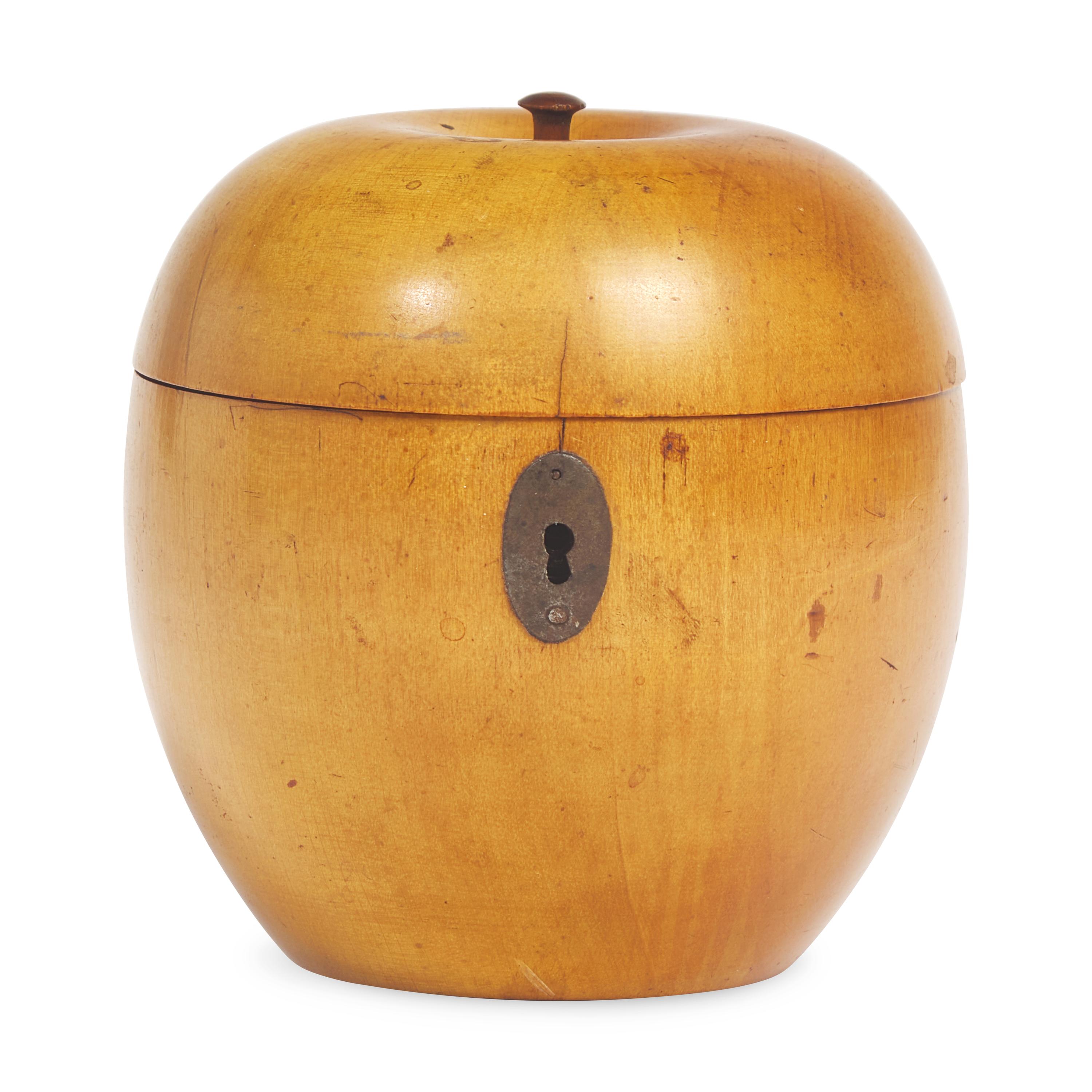 A George III Fruitwood Apple-Form Tea Caddy