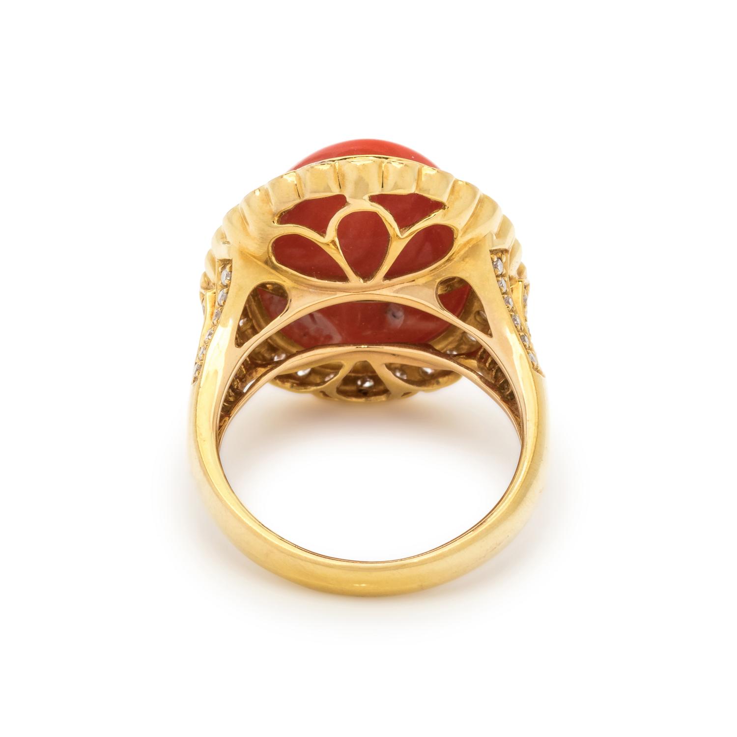 CORAL AND DIAMOND RING