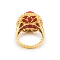 CORAL AND DIAMOND RING