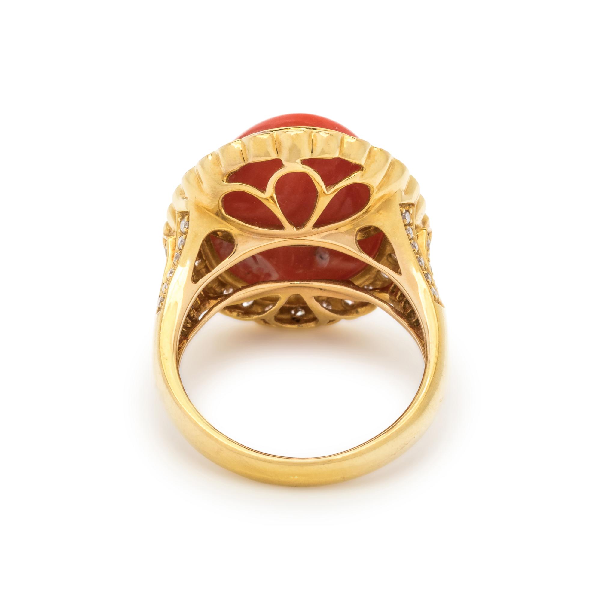 CORAL AND DIAMOND RING