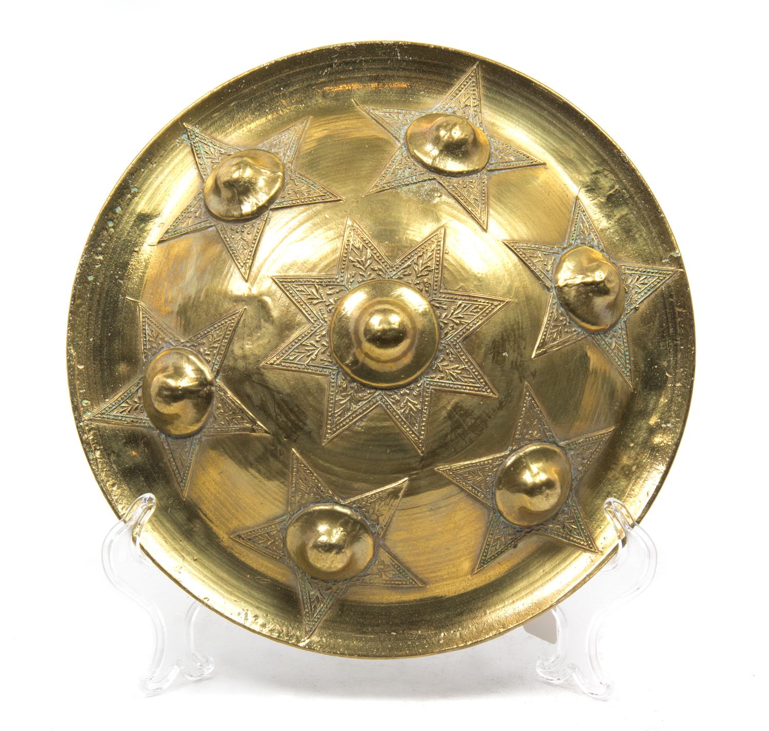 A Southeast Asian Brass Shield Diameter 11 3/4 inches.