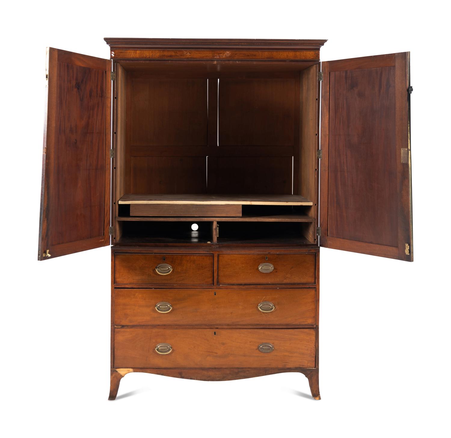 A Regency Style Mahogany Linen Press