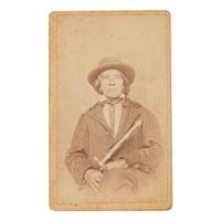 [NATIVE AMERICANS]. CDV of Native American identified as Osage Chief John Red Corn with treaty tomahawk. N.p.: n.p., 1889.