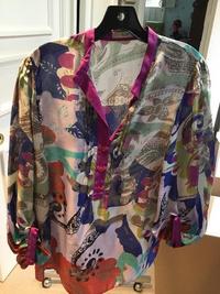 An Etro Multicolor Silk Sheer Blouse, Size 44.