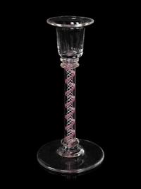 A Pair of Internal Twist Glass Candlesticks
