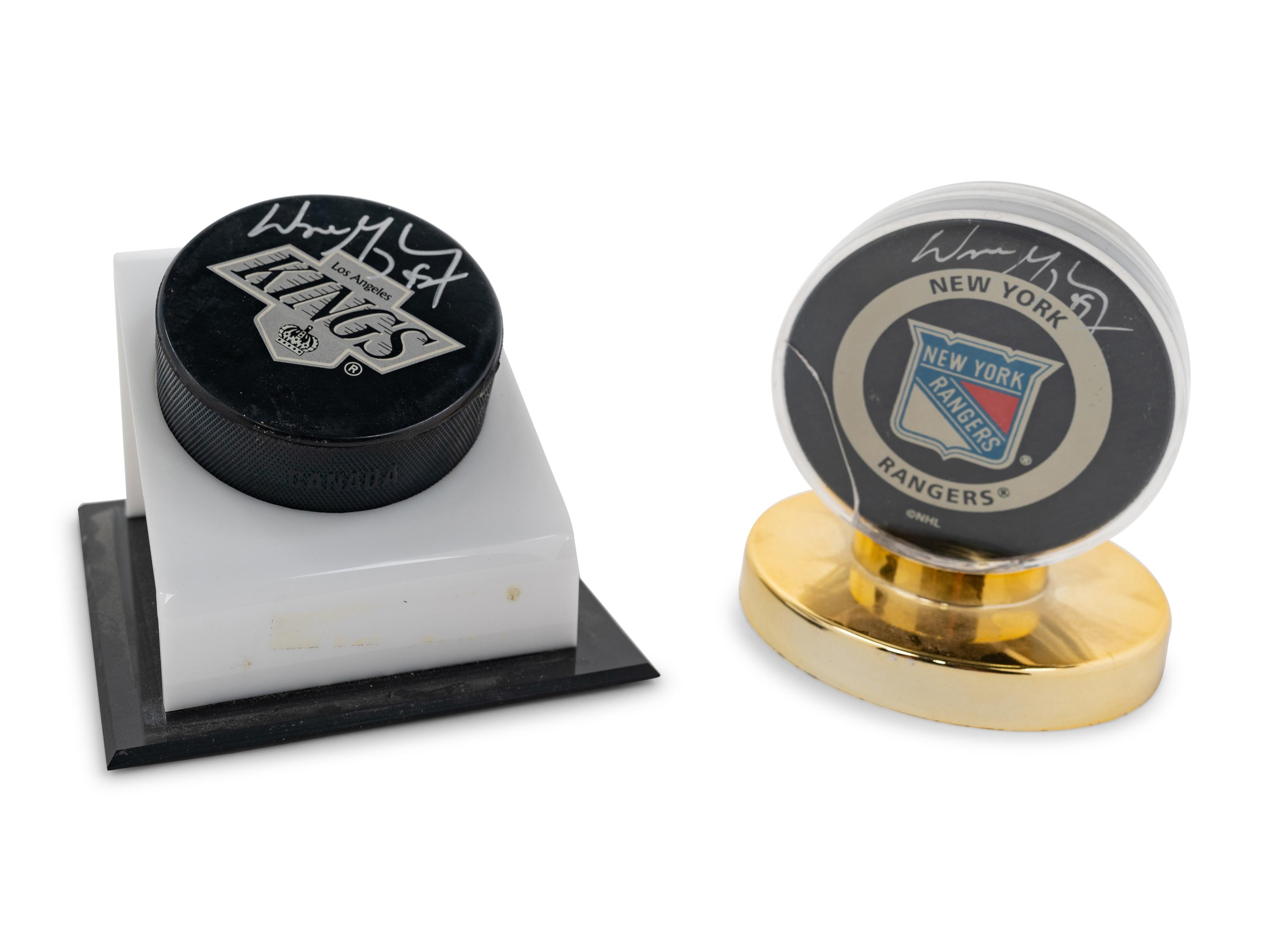 A Group of Wayne Gretzky Signed Autograph NHL Hockey Pucks (Upper Deck Authenticated),