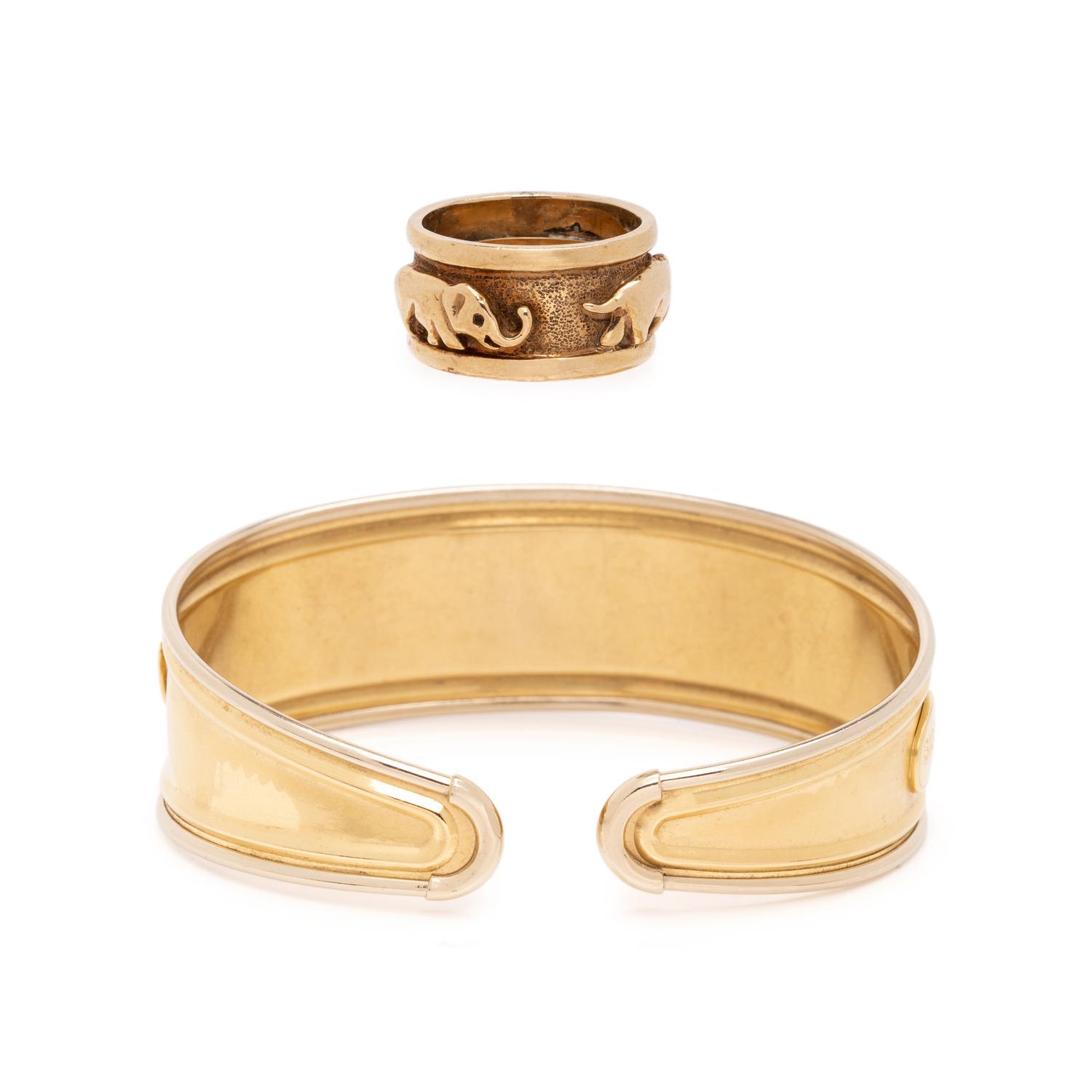 COLLECTION OF YELLOW GOLD ELEPHANT JEWELRY