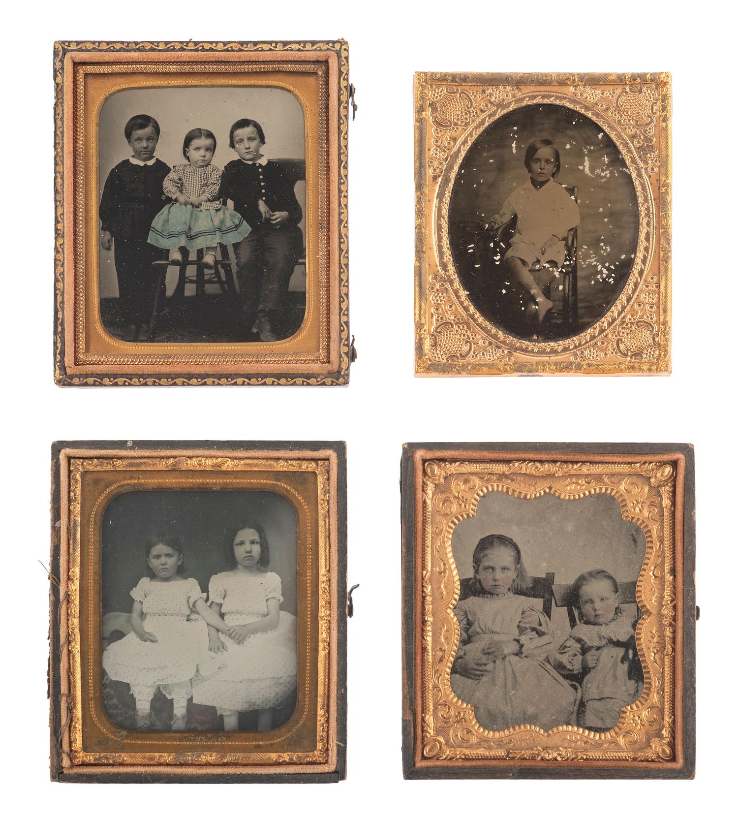 [EARLY PHOTOGRAPHY]. 23 sixth plate ambrotypes and tintypes of children.