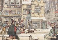 Anton Pieck (Dutch, 1895-1987) — A Bustling Street in Winter