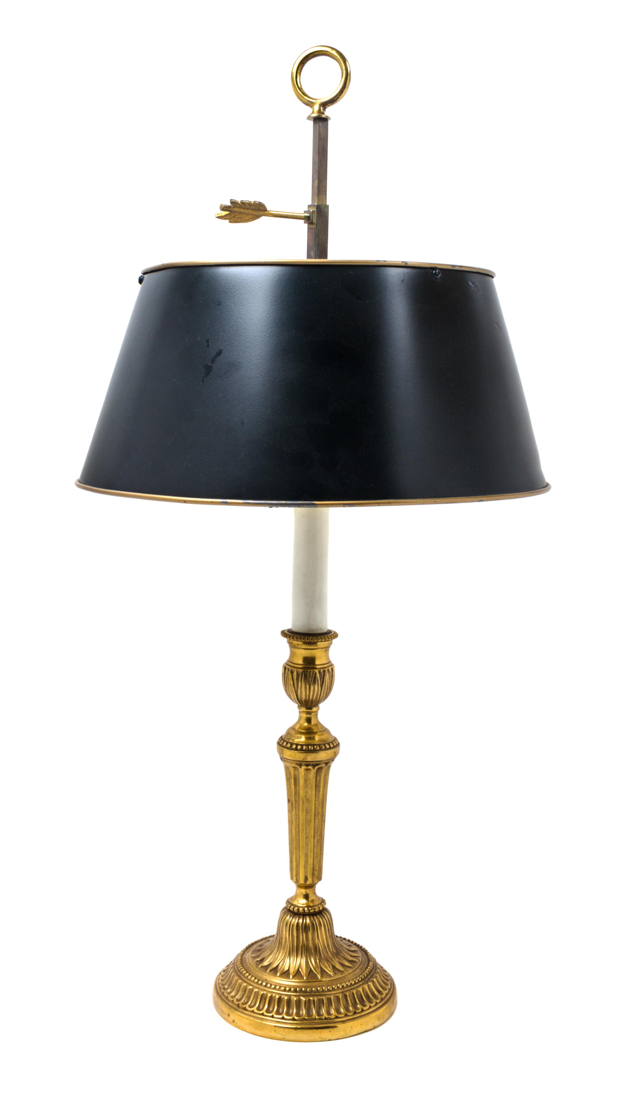 A Continental Brass Candlestick Height 26 1/2 inches overall.