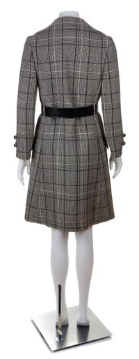 A Jeanne Lanvin Black and White Wool Plaid Double Breasted Coat, No size.