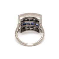 DIAMOND, SAPPHIRE, AND SYNTHETIC SAPPHIRE RING