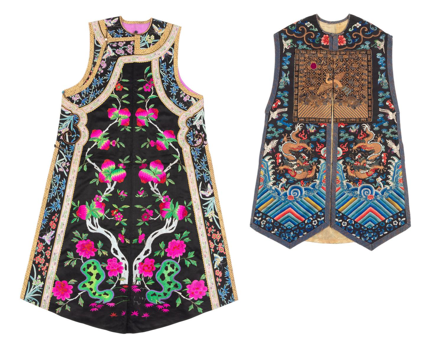 Two Silk Embroidered Lady's Vests