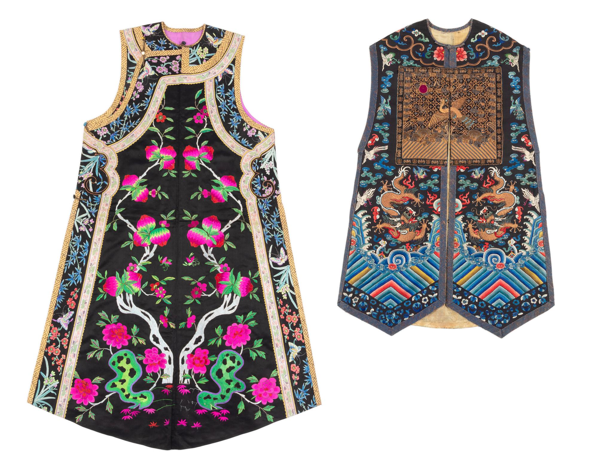 Two Silk Embroidered Lady's Vests