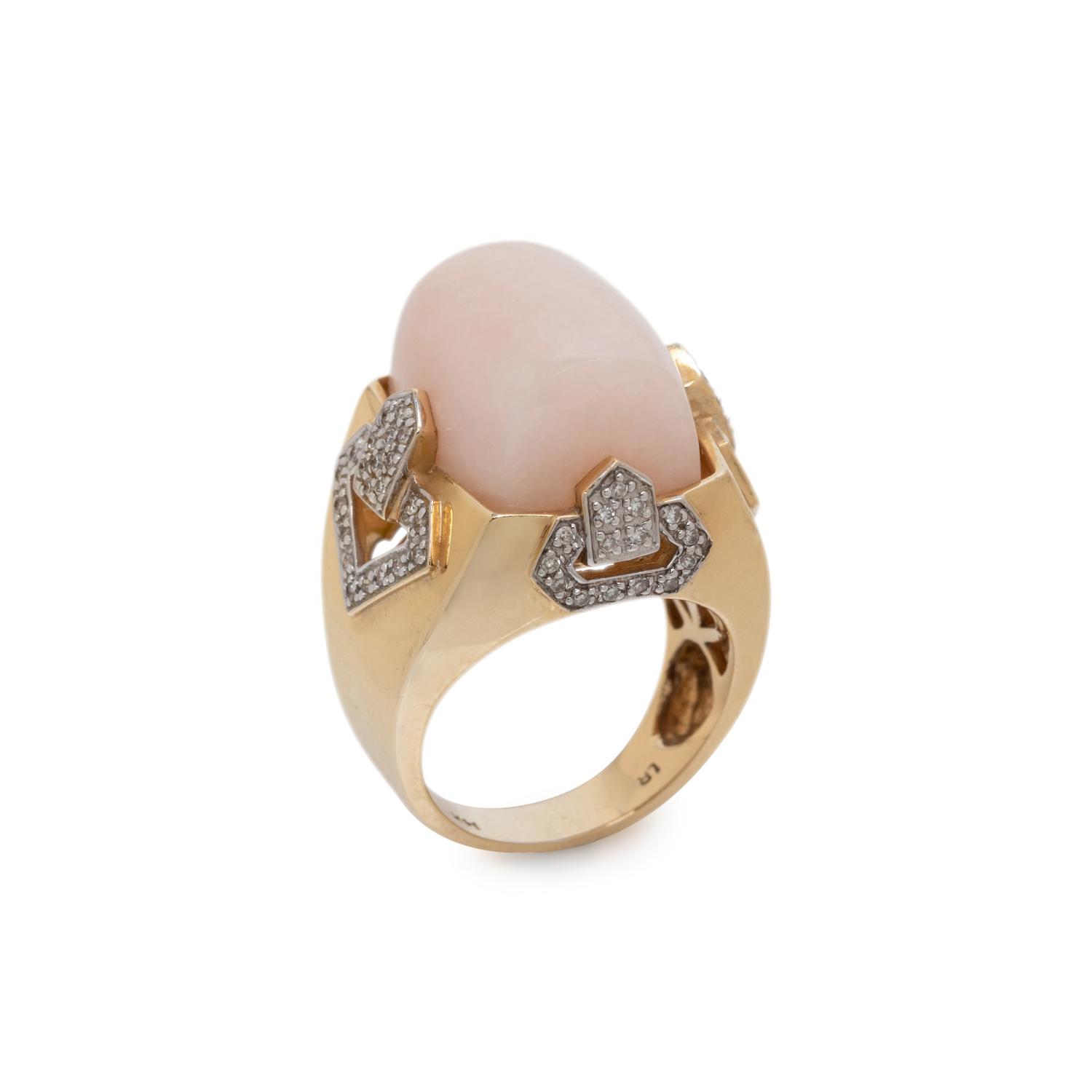PINK OPAL AND DIAMOND RING