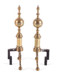 A Group of Federal Brass and Iron Fireplace Articles