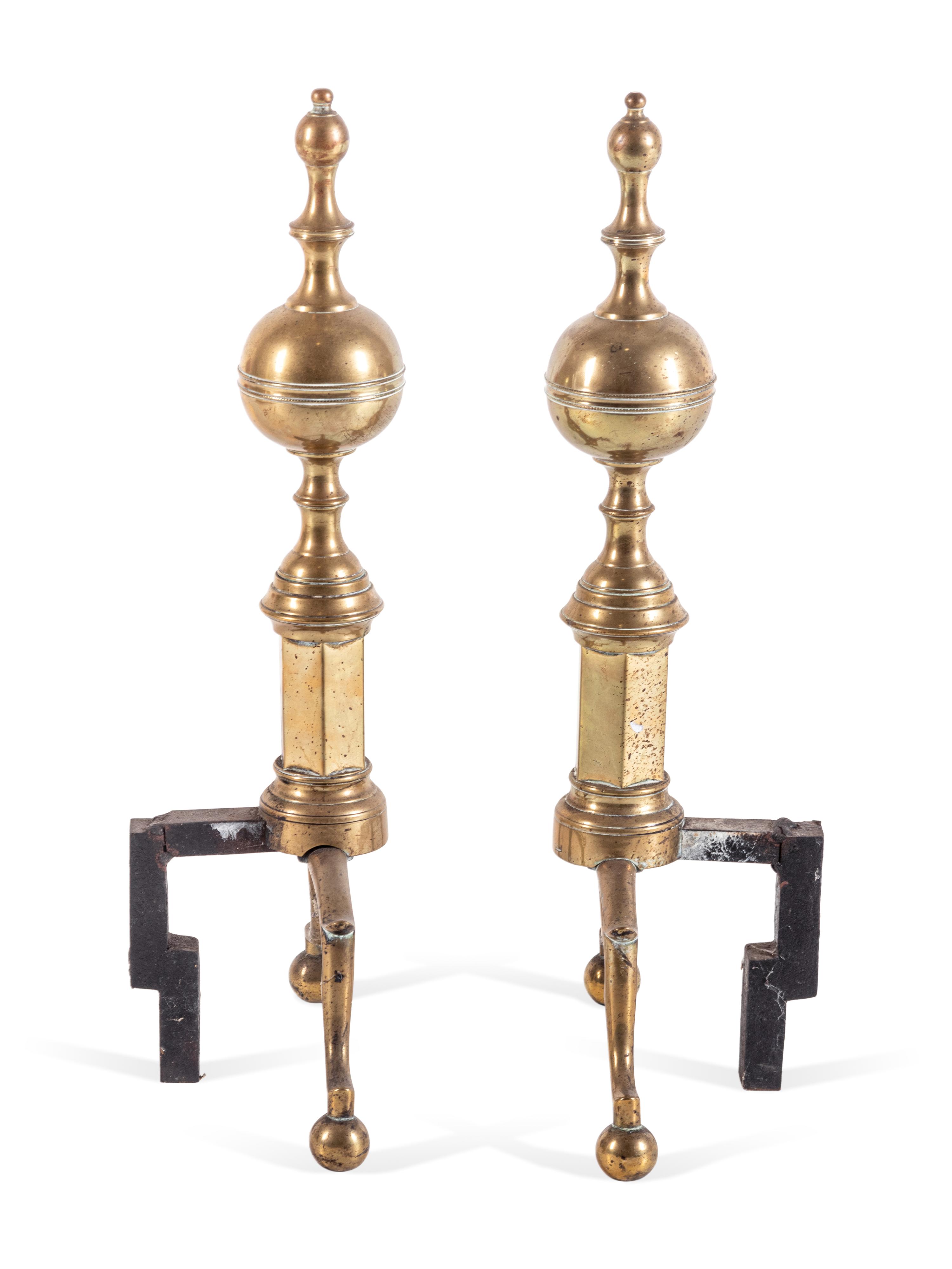 A Group of Federal Brass and Iron Fireplace Articles