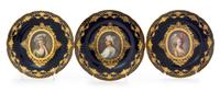 Three Dresden Porcelain Cabinet Plates Diameter 8 1/4 inches.
