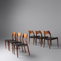Set of Six Dinning Chairs, c. 1950 J.L. Mollers Mobelfabrik, Denmark