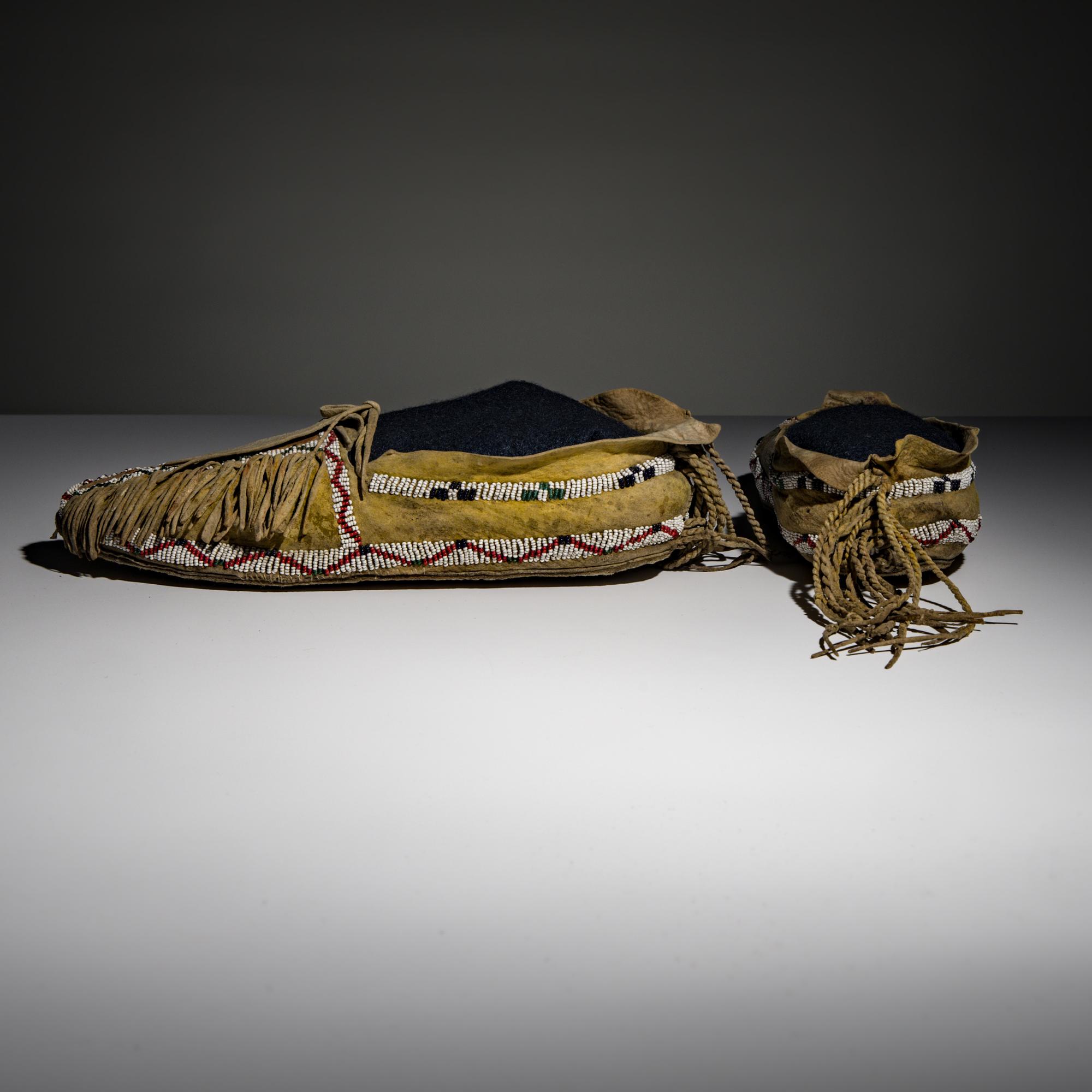 Southern Cheyenne Beaded Buffalo Hide Moccasins