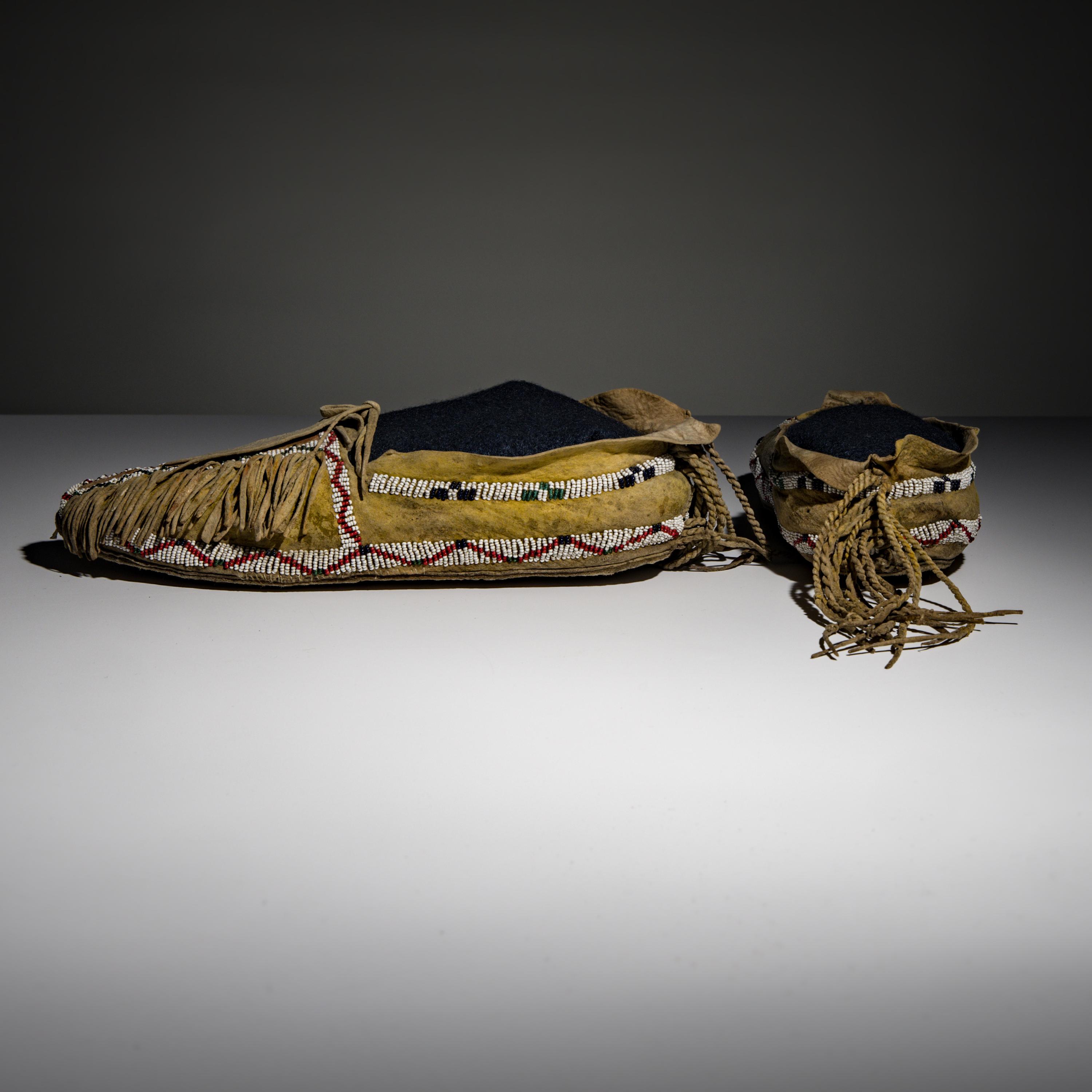 Southern Cheyenne Beaded Buffalo Hide Moccasins