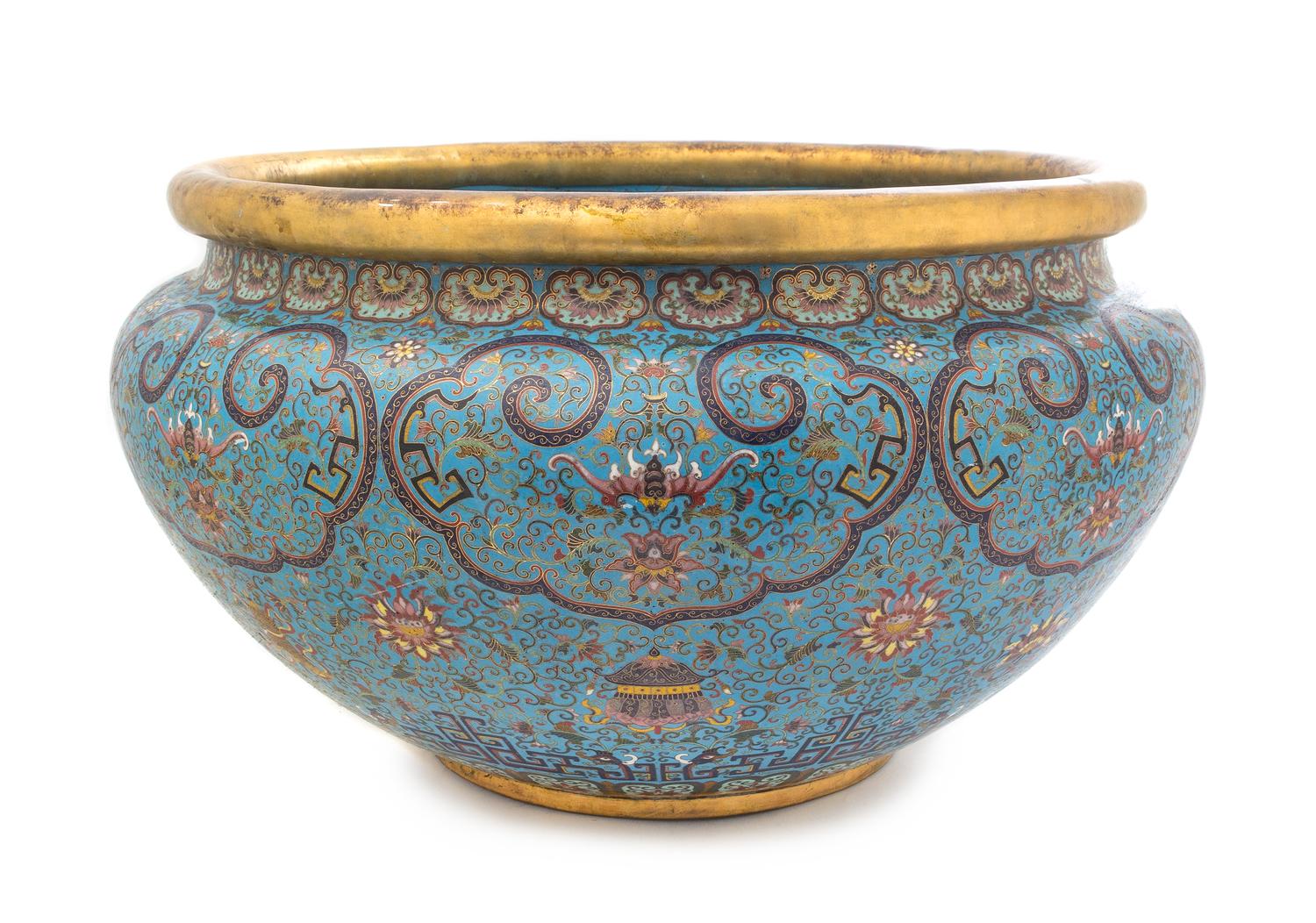 A Large Cloisonne Enamel Fish Bowl