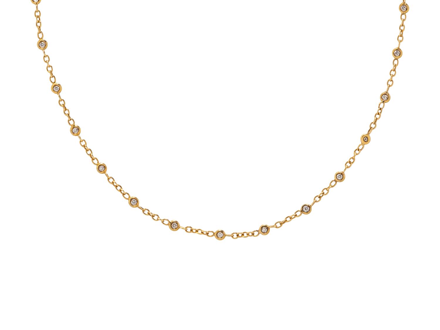 YELLOW GOLD AND DIAMOND STATION NECKLACE