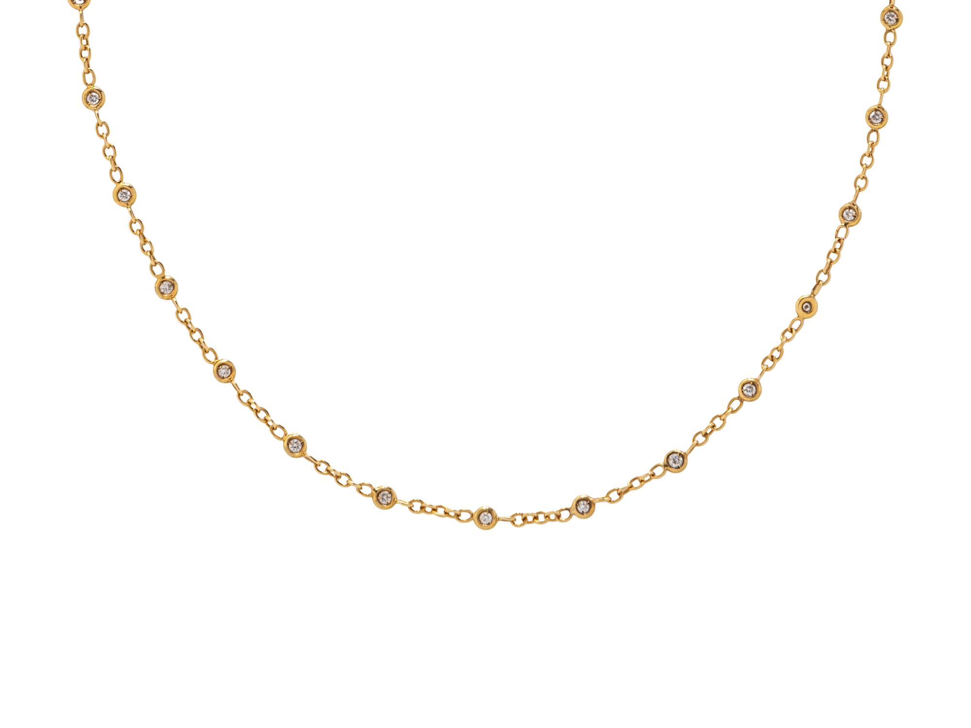 YELLOW GOLD AND DIAMOND STATION NECKLACE