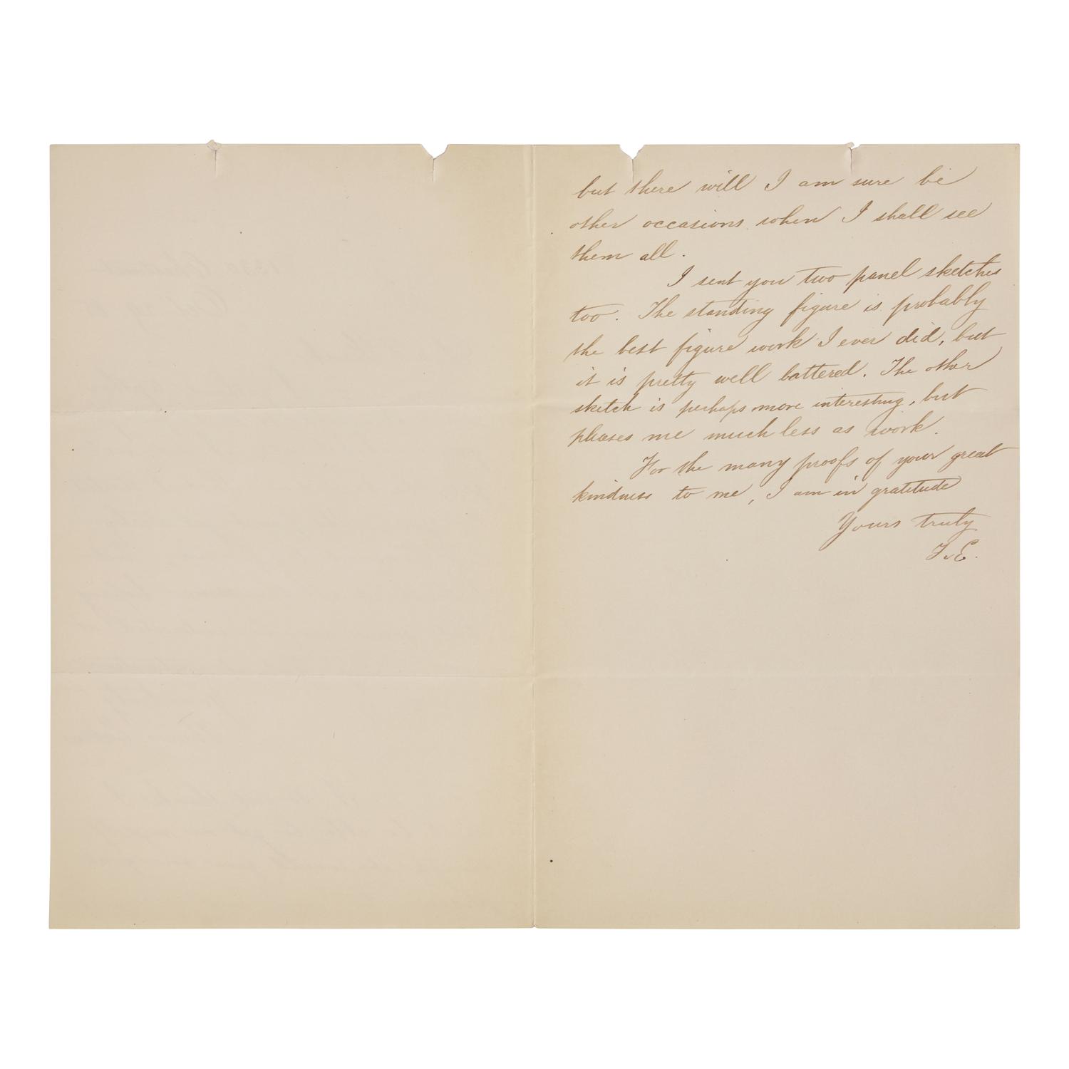 [Art] Eakins, Thomas. Autograph Letter, signed and initialed