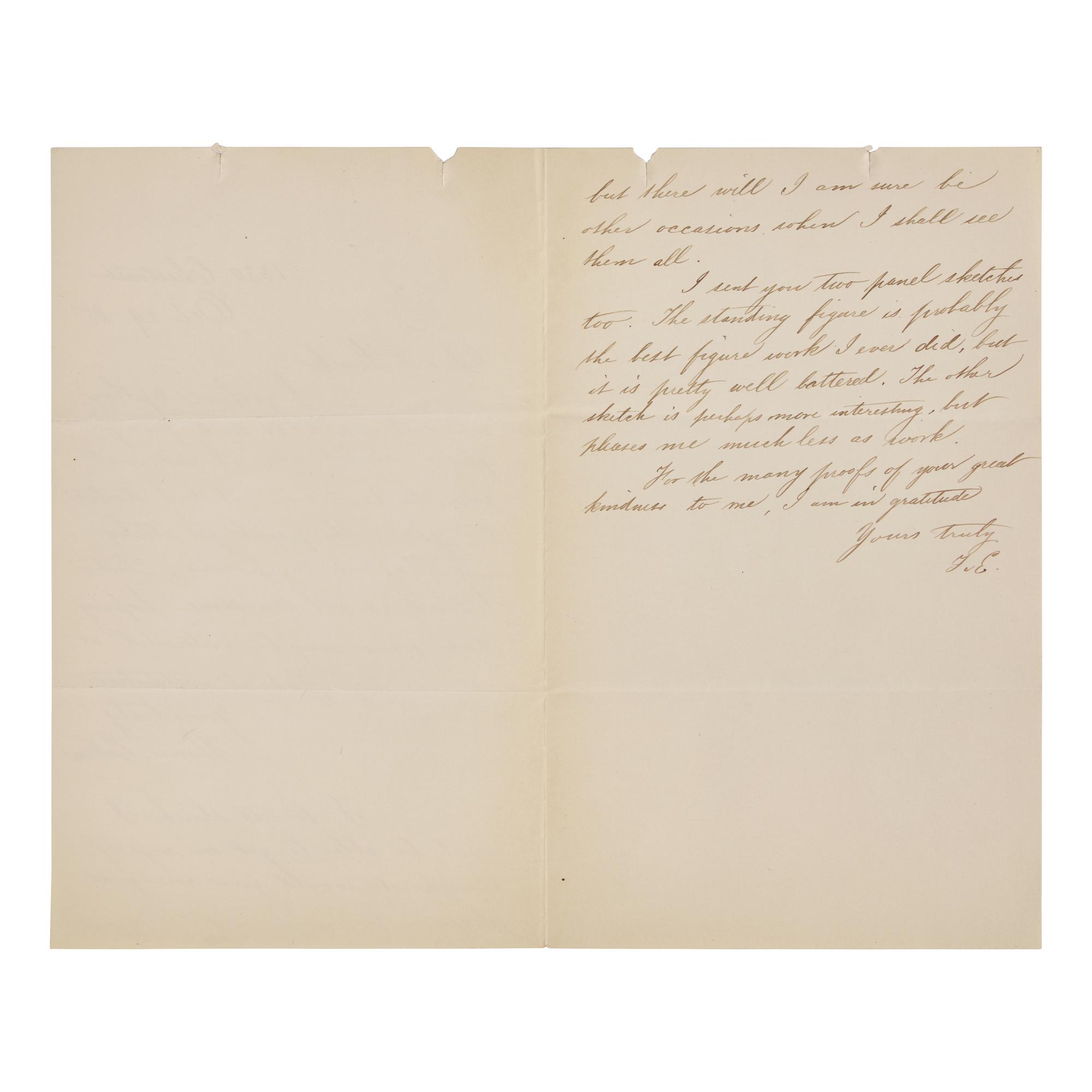 [Art] Eakins, Thomas. Autograph Letter, signed and initialed