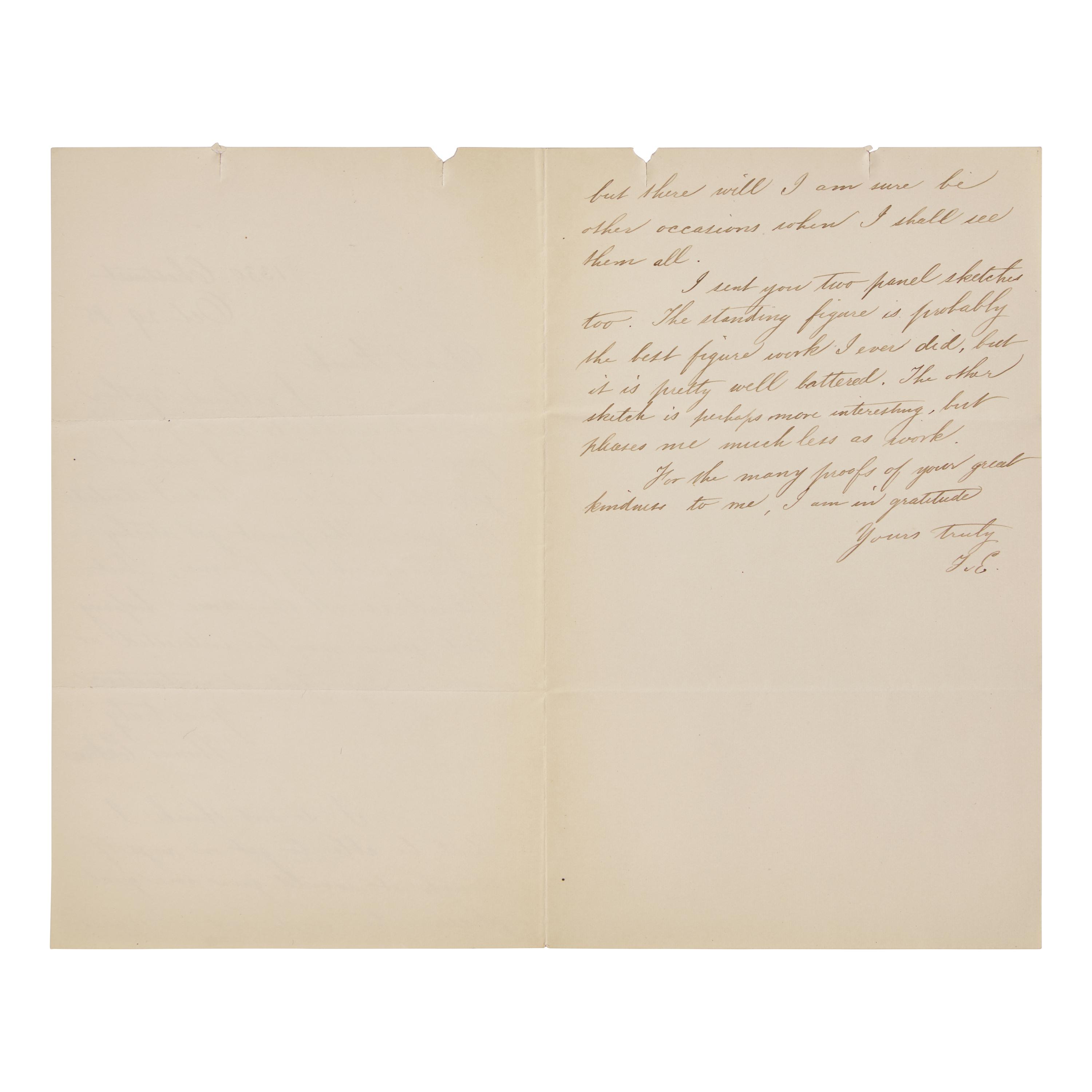 [Art] Eakins, Thomas. Autograph Letter, signed and initialed