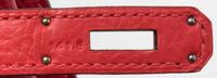An Hermes Rouge Casaque Taurillon Clemence 22cm So-Kelly Handbag, 9" x 11" x 4.5".