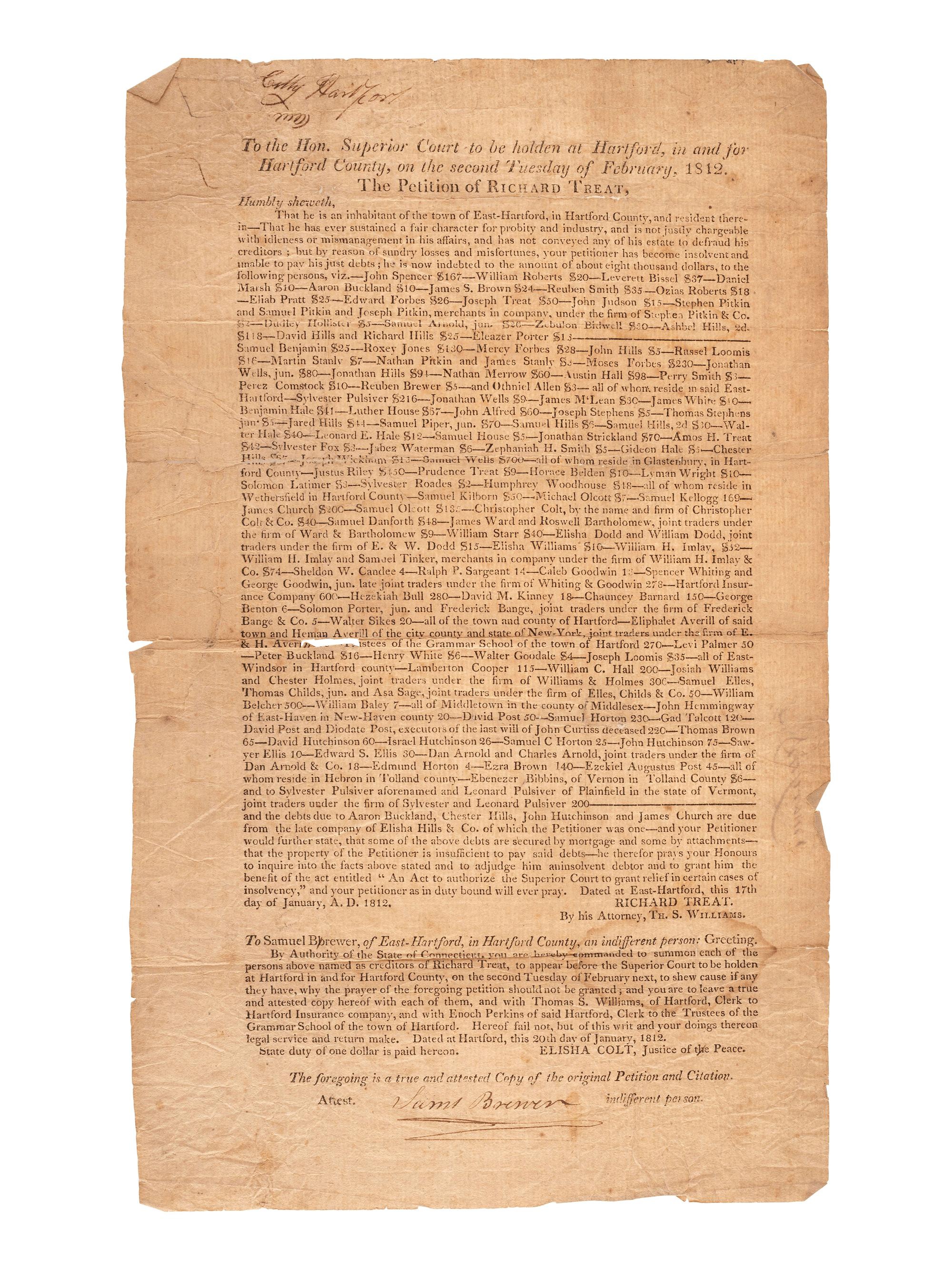 [REVOLUTIONARY WAR] - [CONNECTICUT]. A group of documents related to Connecticut, including Revolutionary War promissory notes issued by the Pay-Table Office.
