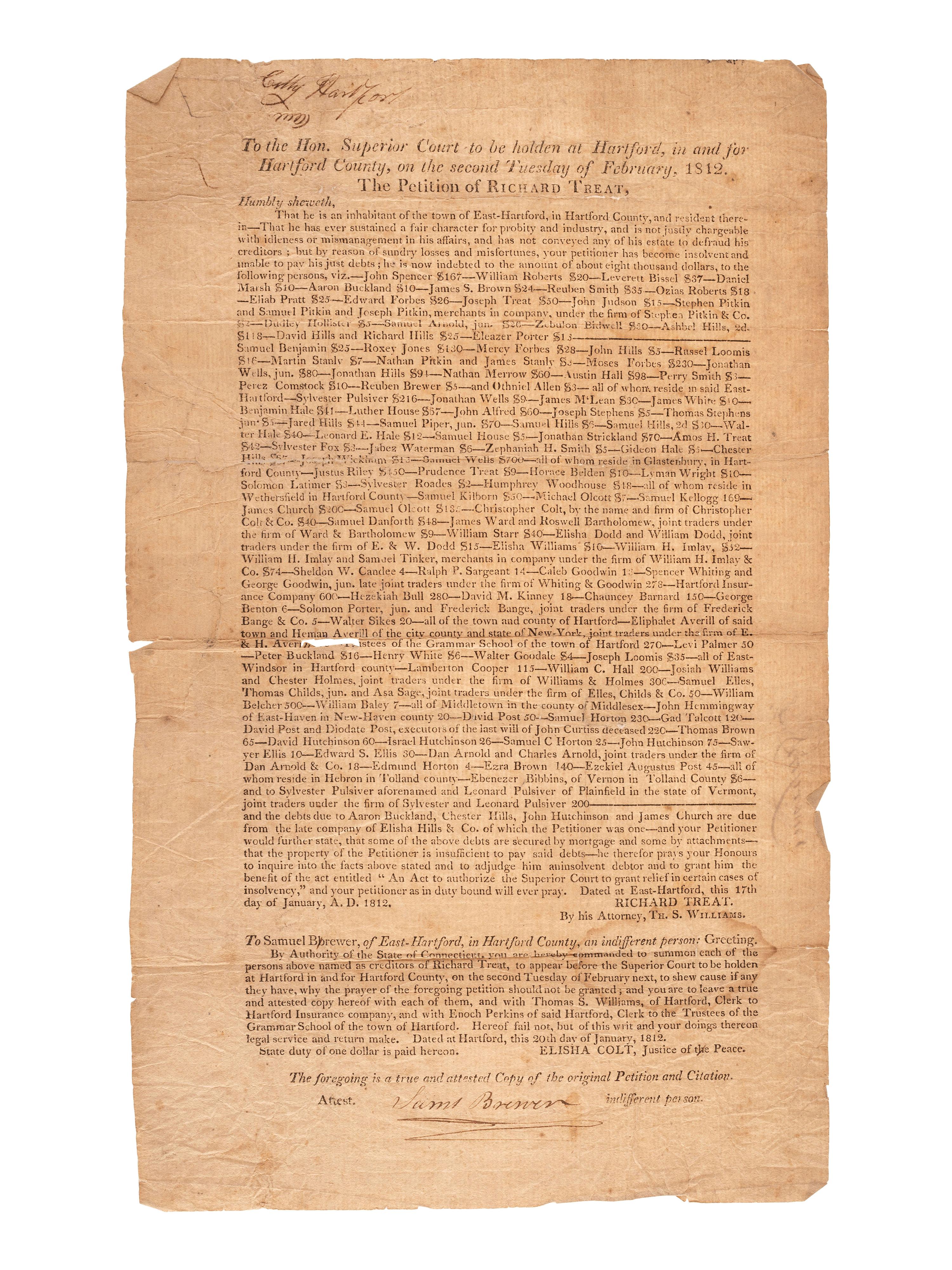 [REVOLUTIONARY WAR] - [CONNECTICUT]. A group of documents related to Connecticut, including Revolutionary War promissory notes issued by the Pay-Table Office.