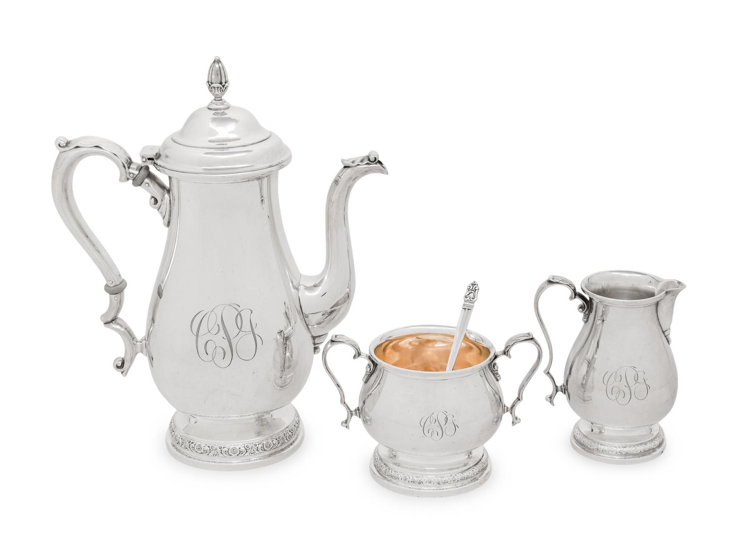 An American Silver Three-Piece Coffee Service