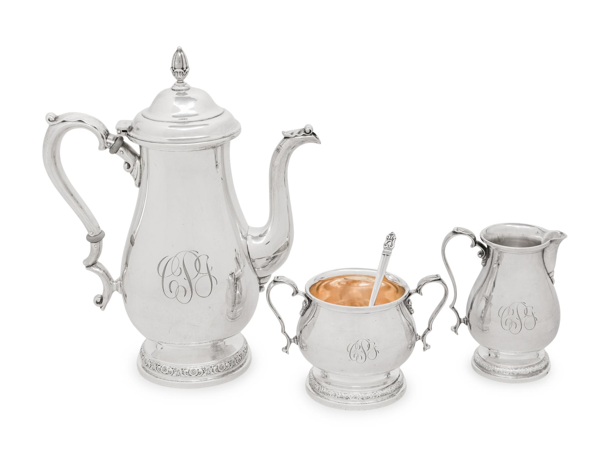 An American Silver Three-Piece Coffee Service