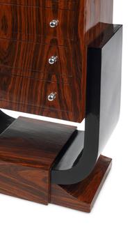 A Pair of Art Deco Style Part-Ebonized Rosewood Tall Chests of Drawers