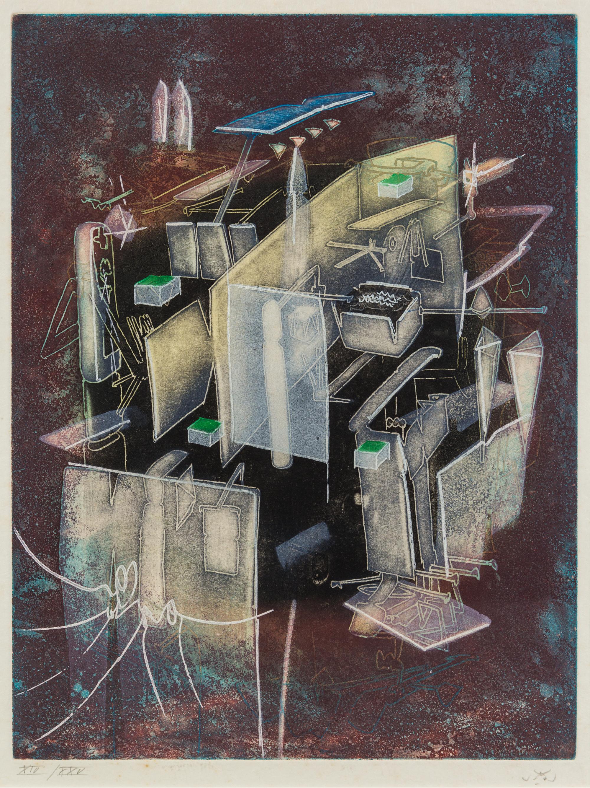 Roberto Matta, (Chilean, 1911–2002), Etre hommande (plate VIII from Hom'mere III, L'Ergonaute, 1976-77