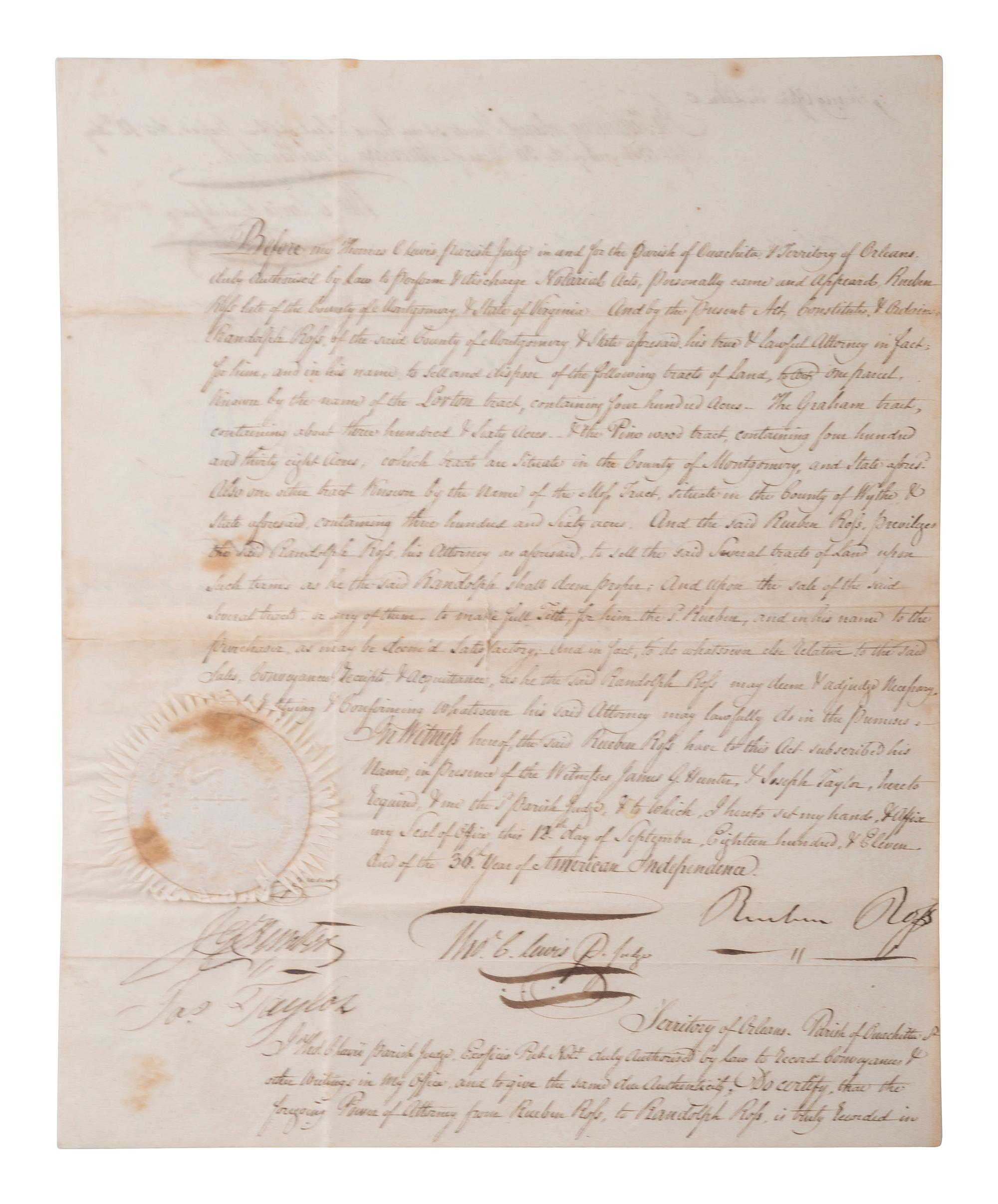 [SOUTH CAROLINA]. Document signed by jurist James L. Petigru (1789-1863), a Charleston Unionist.