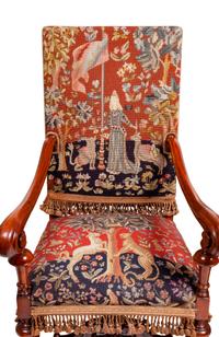 A Pair of Continental Carved Oak Upholstered Chairs