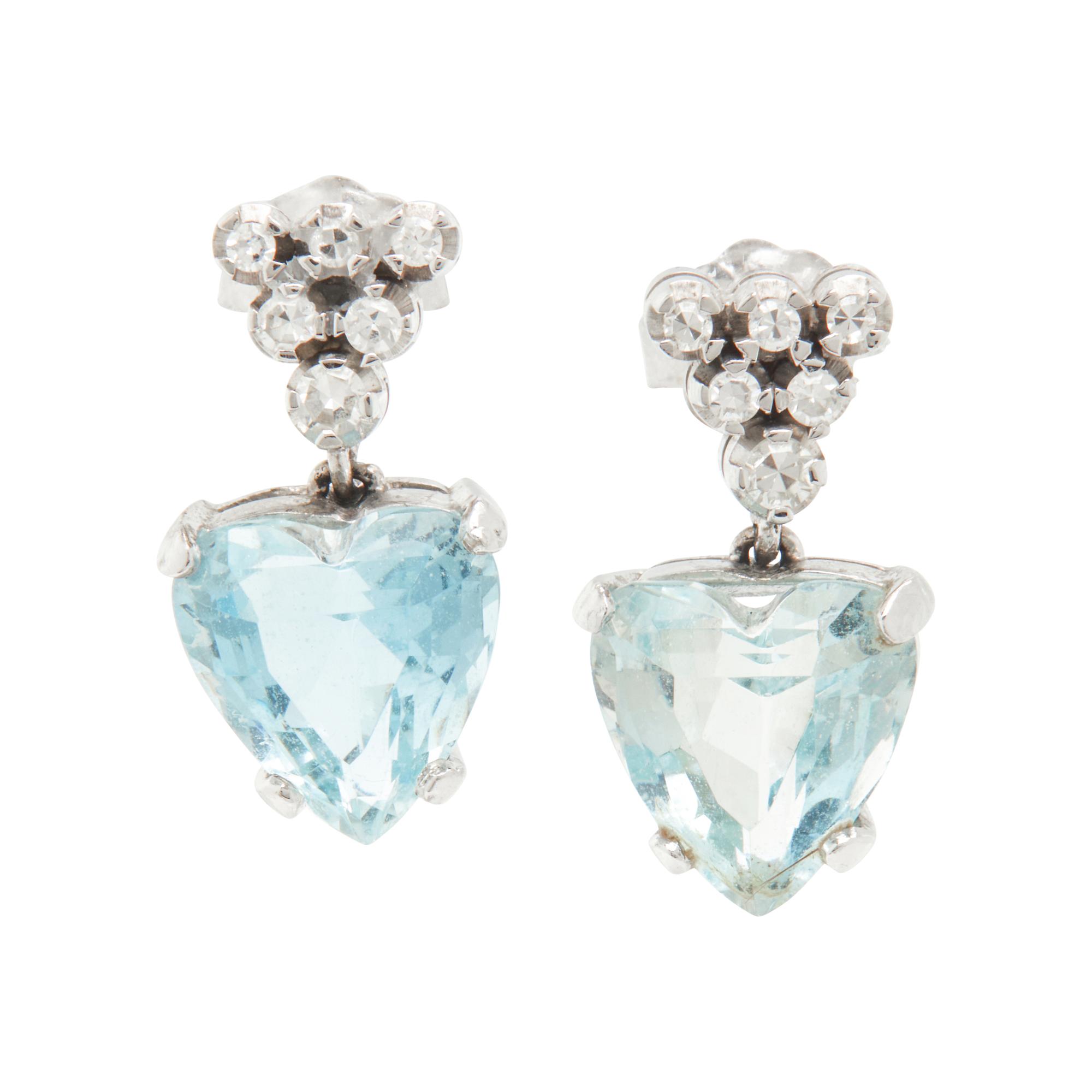 AQUAMARINE AND DIAMOND EARRINGS