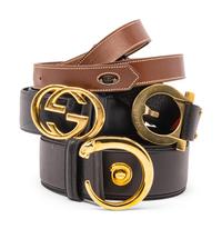 Group of Four Designer Belts by Gucci, Cartier, and Salvatore Ferragamo