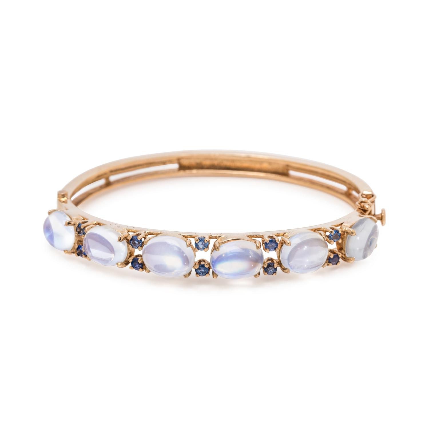 MOONSTONE AND SAPPHIRE BANGLE BRACELET