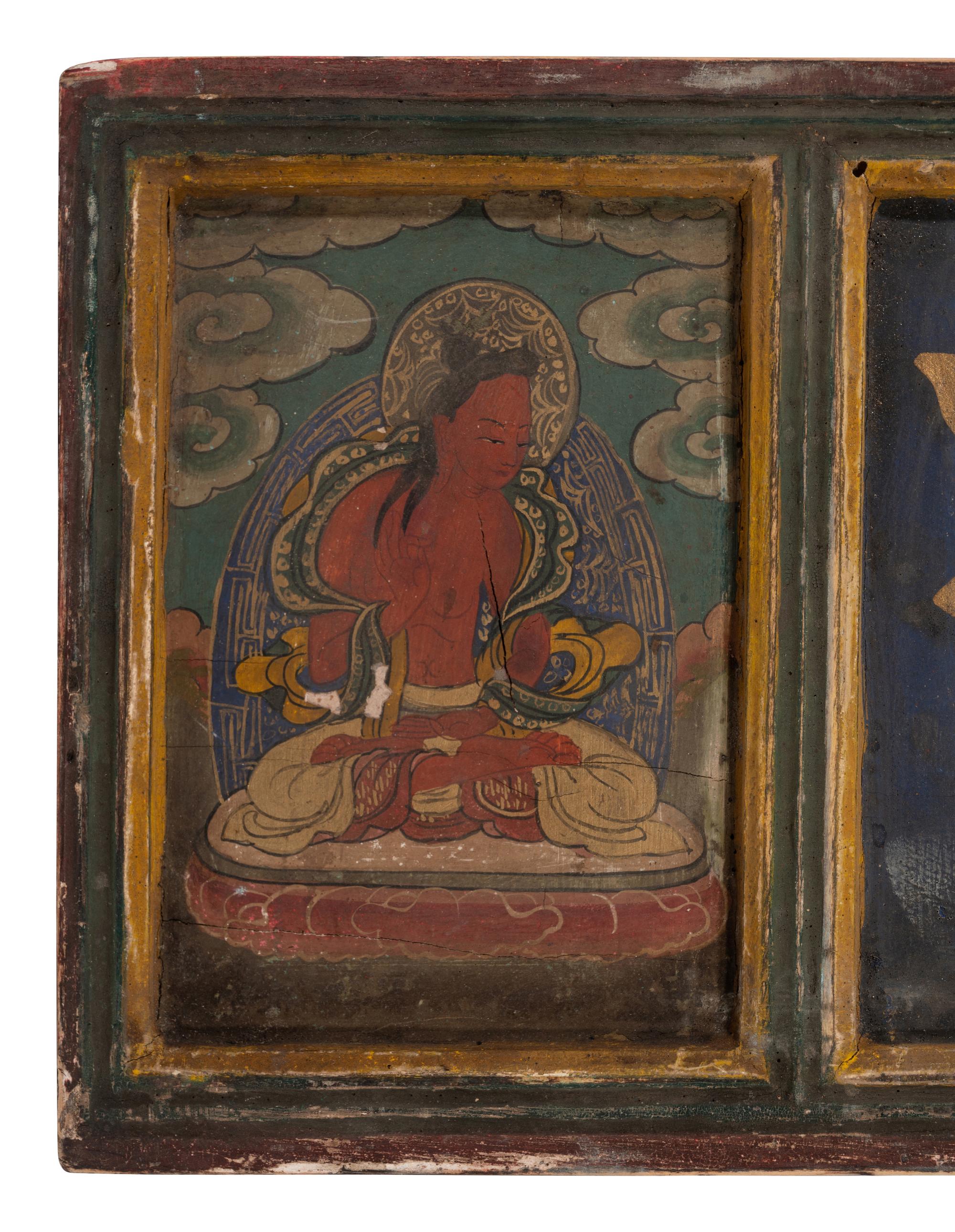 A Pair of Tibetan Painted Lacquer Panels