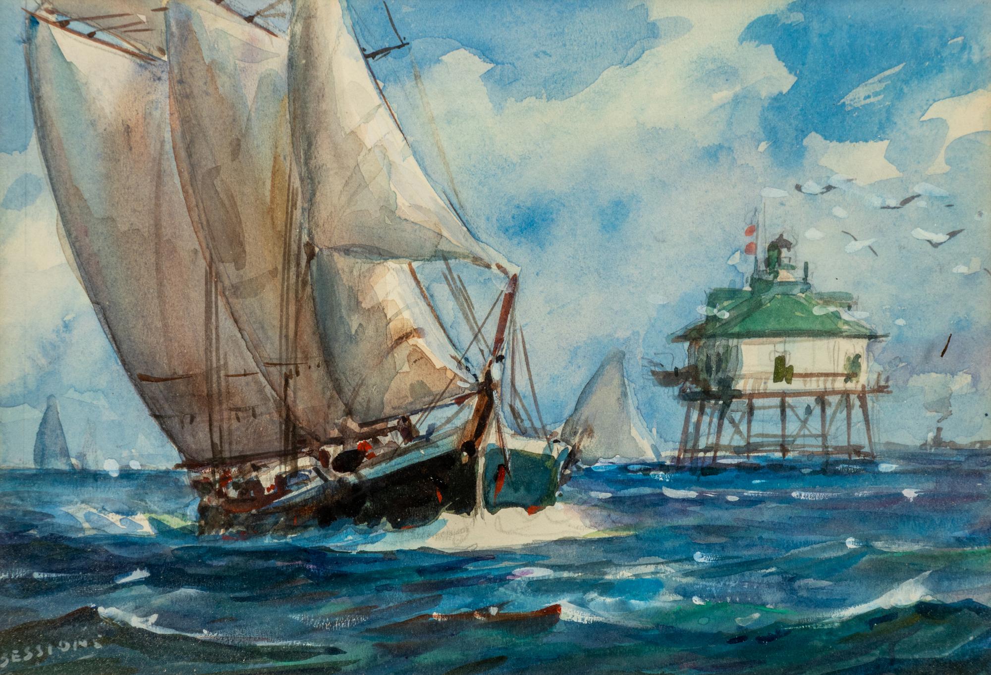 Sailing and Harbor Scenes (a group of three works)